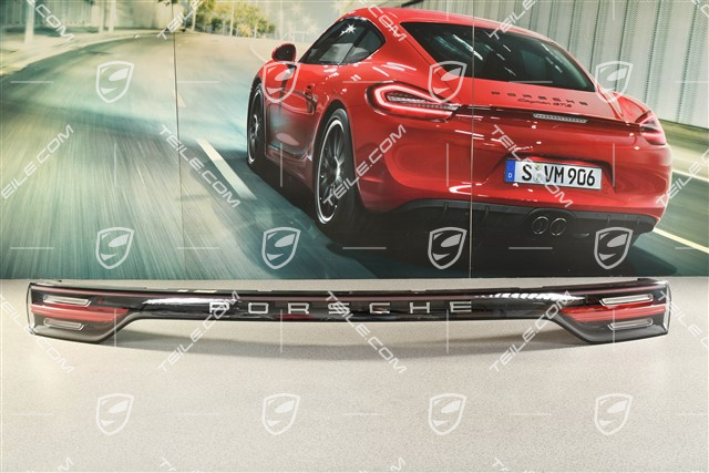 Heckleuchte Abschlussblende / Heckblende mitte, Porsche Schriftzug in Silber, USA Version