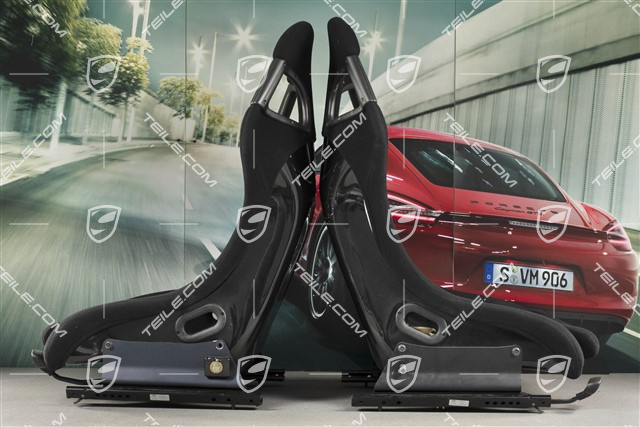 Fotele kubełkowe, czarny welur, z herbem Porsche, L+R