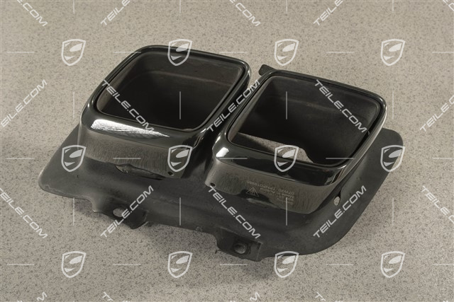 Turbo S, Exhaust system tail pipe, 4-pipe look, Black chrome, L