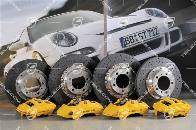 PCCB Ceramic brake retrofit kit, Turbo, incl. 380mm front brake discs + 350mm rear brake discs