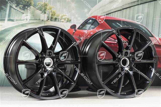 20-inch Cayenne Design wheel rim set, 10,5J x 20 ET64 + 9J x 20 ET50, black high gloss