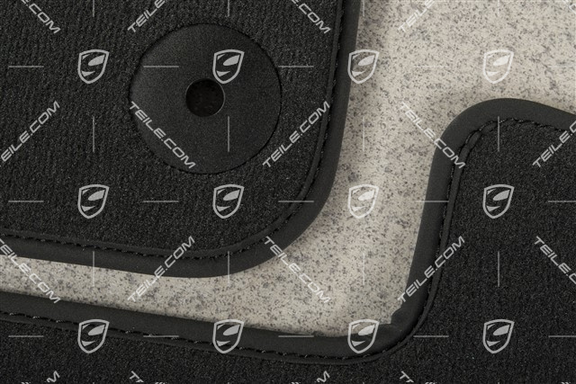 Komplet dywaników podłogowych, przód i tył, czarny