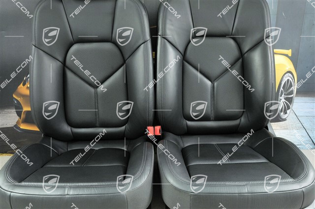 Fotele, regulowane elektrycznie, skóra, czarne, komplet (L+R)