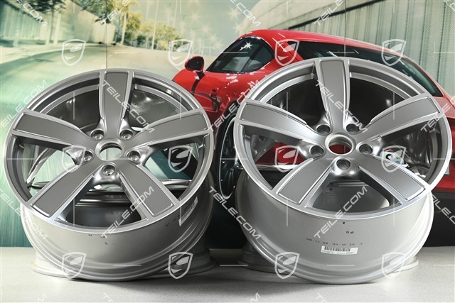 20-inch wheel rim set Carrera Sport, 8,5J x 20 ET57 + 10,5J x 20 ET47, Platinum silver metallic