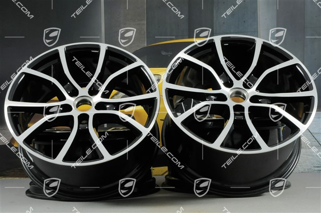21" Komplet felg Cayenne ExclusiveDesign, 11J x 21 ET58 + 9,5J x 21 ET46, czarny perłowy, Jet Black metalik