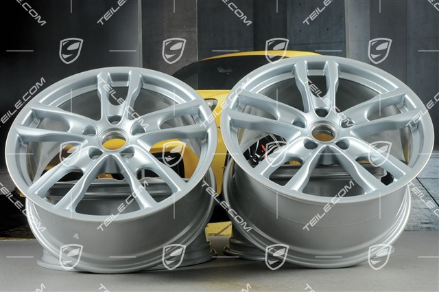 19" Boxster S III Felgensatz, 8J x 19 x ET 57 + 9,5J x 19 x ET 45, Felgenstern in Rhodiumsilbermetallic