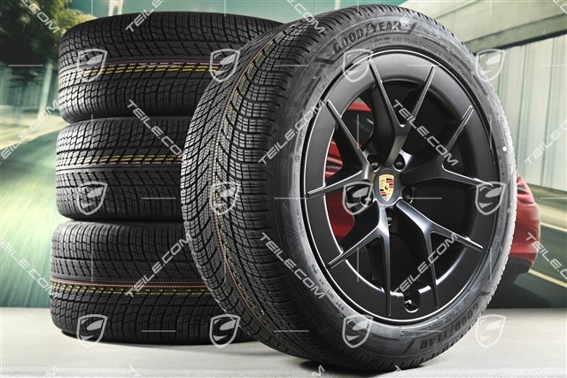 21" Cayenne RS Spyder Design winter wheel set, wheel rims 9,5J x 21 ET16 + 11J x 21 ET37 + NEW Goodyear UltraGrip Performance 3 SUV winter tyres 275/45 R21 + 315/40 R21, black satin matt