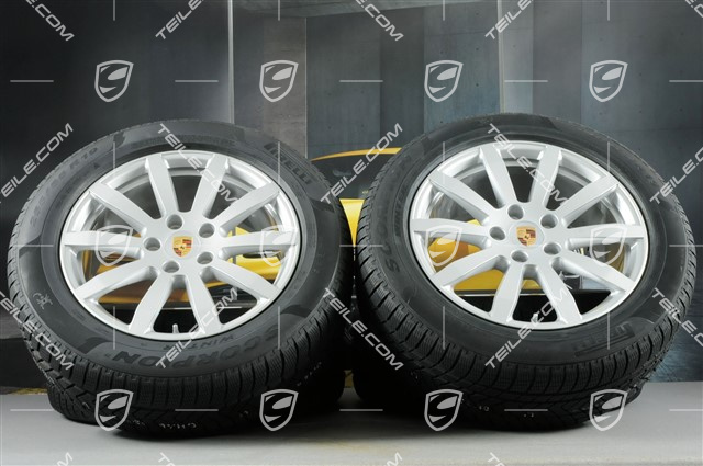 19" Cayenne S Winterräder Satz, Felgen 8,5J x 19 ET47 + 9,5J x 19 ET54 + NEUE Pirelli Winterreifen 255/55 R19 + 275/50 R19, mit RDK-Sensoren