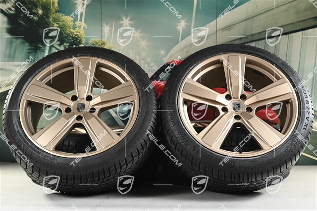 22" Winterräder Cayenne Exclusive Design Sport, Felgen 10J x 22 ET48 +11,5J x 22 ET52 + Continental Winterreifen 285/40 R22 + 315/35 R22, neodyme, ca. 50km, DOT/Bj. 2024