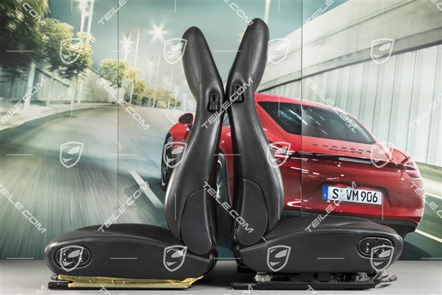 Seats, el. adjustable, leather, black , set (L+R)
