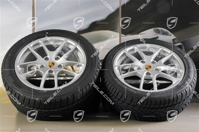 18" Cayman winter wheel set, 8J x 18 ET57 + 9J x 18 ET47 + NEW winter tyres Dunlop SP Winter Sport 3D 235/45 R18 + 265/45 R18, without TPMS.