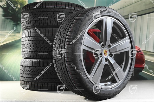 22" Winterräder Cayenne Exclusive Design Sport, Felgen 10J x 22 ET48 +11,5J x 22 ET52 + NEUE Continental Winterreifen 285/40 R22 + 315/35 R22, Vesuvgrau