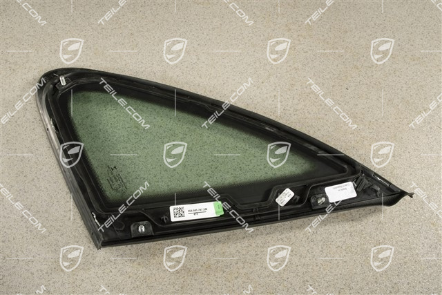 Side window with moulding, aluminium package Black, Green heat-Insulating glass in rear, L