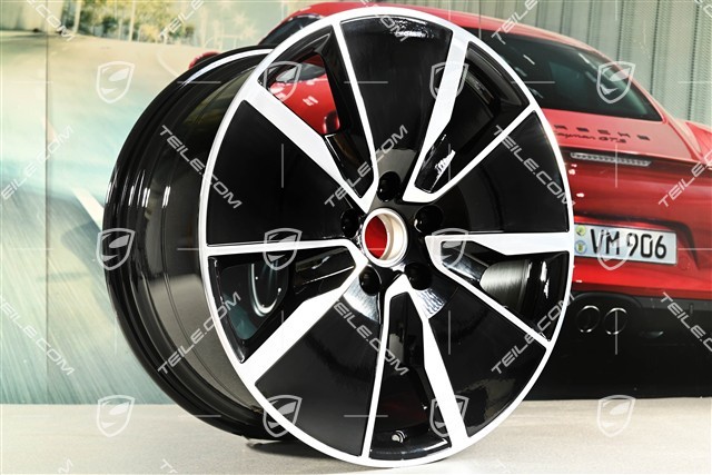 21" Komplet felg Macan Turbo, 8,5J x 21 ET27 + 10,5J x 21 ET47, czarny wysoki połysk