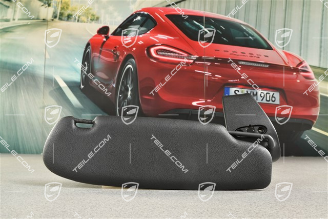 Blenda przeciwsłoneczna z podświetlanym lusterkiem, Cabrio, skórzana, brązowa, L