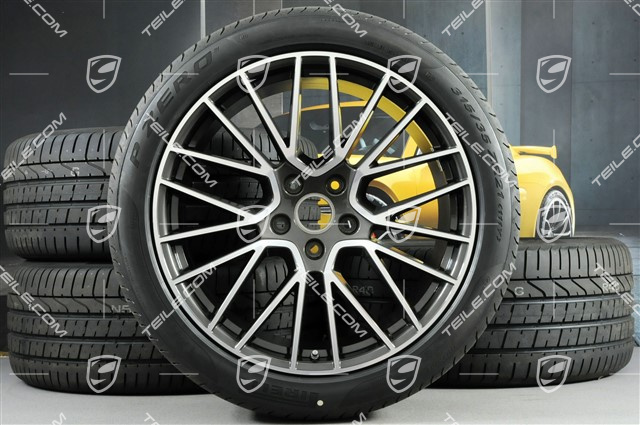 21-inch Cayenne RS Spyder summer wheel set, rims 9,5J x 21 ET46 + 11,0J x 21 ET58 + Pirelli P Zero summer tyres 285/40 R21 + 315/35 R21, with TPMS