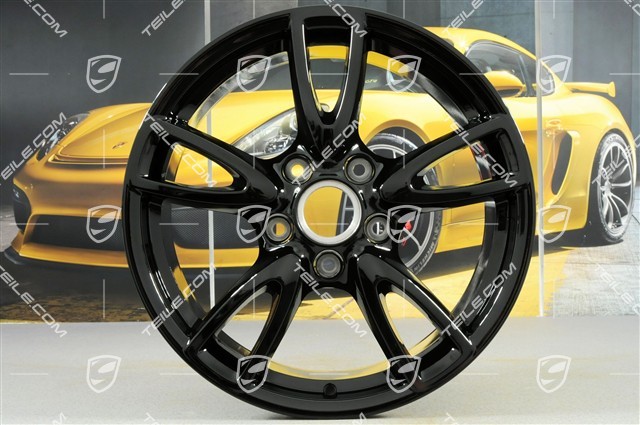 18-inch Carrera IV wheel set, 8J x 18 ET57 + 11J x 18 ET51, C4 / C4S, black high gloss