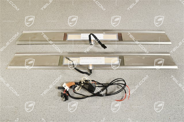 Listwy ozdobne progów wewnętrznych, podświetlane, stal szlachetna, Carrera 4, zestaw, L+R