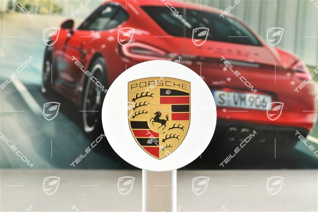 Radzierdeckel, konkav, farbiges Wappen, Weiss