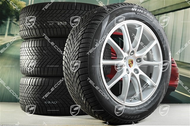 20" koła zimowe Cayenne COUPE Design, komplet, felgi 9J x 20 ET50 + 10,5J x 20 ET55 + NOWE opony zimowe Pirelli 255/55 R20 + 295/45 R20, z czujnikami ciśnienia