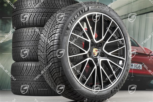 21-inch Cayenne COUPÉ RS Spyder winter wheel set, rims 9,5J x 21 ET46 + 11,0J x 21 ET49 + NEW Michelin Pilot Alpin 5 275/40 R21 + 305/35 R21, with TPMS, black high gloss