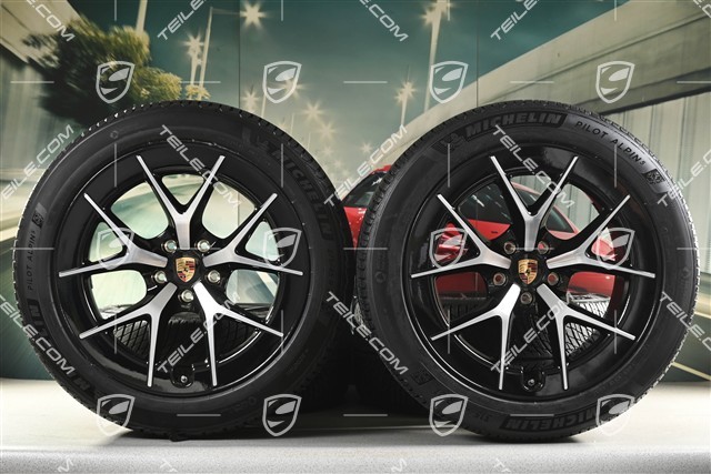 21" Cayenne RS Spyder Design winter wheel set, wheel rims 9,5J x 21 ET16 + 11J x 21 ET37 + Michelin Pilot Alpin 5 winter tyres 275/45 R21 + 315/40 R21, black high gloss