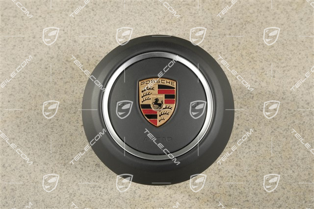 Airbag kierowcy / poduszka powietrzna, Skóra, Czarny/Galvano Silver