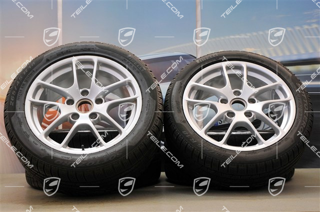 18" Winterräder Satz "Cayman", Felgen 8J x 18 ET57 + 9J x 18 ET47 + Winterreifen Pirelli SottoZero2 N0 235/45 R18 + 265/45 R18, ohne RDK-Sensoren