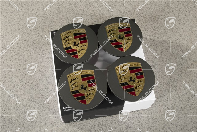Komplet dekielków do kół, kolorowy herb, do felg 20-cali Carrera Sport, wypukły, platynowa satyna