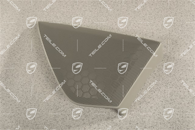 Kratka osłaniająca głośnik basowy w tapicerce drzwi, drzwi przednie, szara, R