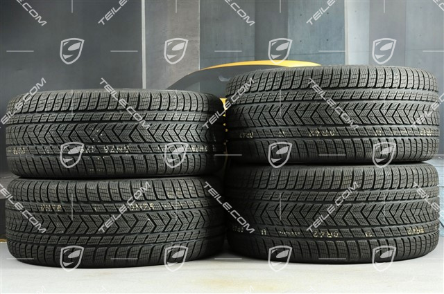 21" koła zimowe Cayenne RS Spyder, komplet, felgi 9,5J x 21 ET46 + 11,0J x 21 ET58 + NOWE opony zimowe Pirelli 275/40 R21 + 305/35 R21, z czujnikami ciśnienia, czarny wysoki połysk