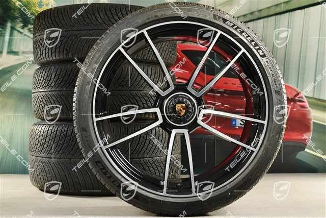 20"+21" Turbo S Winterräder Satz, Zentralverschluss Felgen 8,5J x 20 ET40 + 11J x 21 ET66 + Michelin Winterreifen 245/35 R20 + 305/30 R21