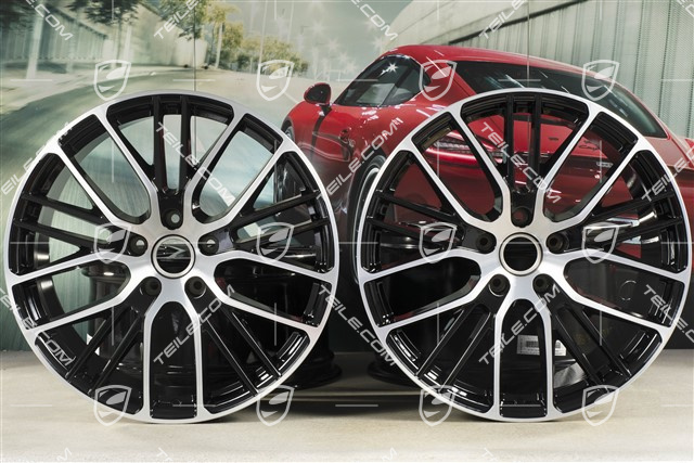 21" Felgensatz Panamera Exclusive Design Sport, 9,5J x 21 ET71 + 11,5J x 21 ET69, schwarz hochglanz