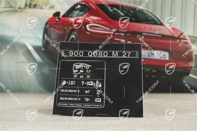 GT4, Hinweiss / Kennschild für Reifendruck