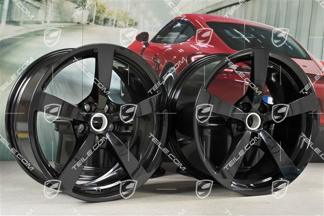 18-inch wheel rim set Macan, 8J x 18 ET21 + 9J x 18 ET21, black high gloss