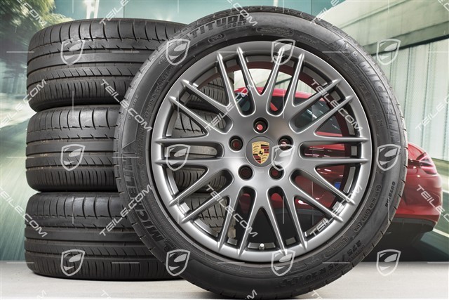 20-inch RS Spyder Design summer wheel set, 4 wheels 9,5J x 20 ET 47 + 4 tyres 275/45 R 20 110 Y XL, platinum, with TPMS