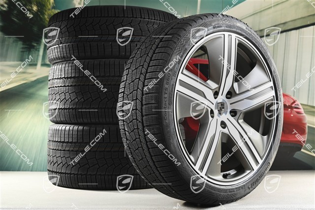 22" Macan Exclusive Design Winterräder Satz, Felgen 9J x 22 ET29 + 11J x 22 ET47 + Continental Winterreifen 255/40 R22 + 295/35 R22, in Turbonit
