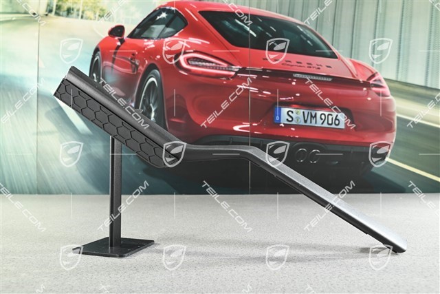 Rear bumper cover trim, lower, car with trailer coupling, black matte, L