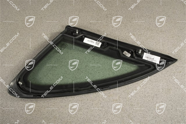 Seitenscheibe mit Zierleiste, Aluminium-Paket Schwarz matt, Waermeschutzglas grün im Fond, R