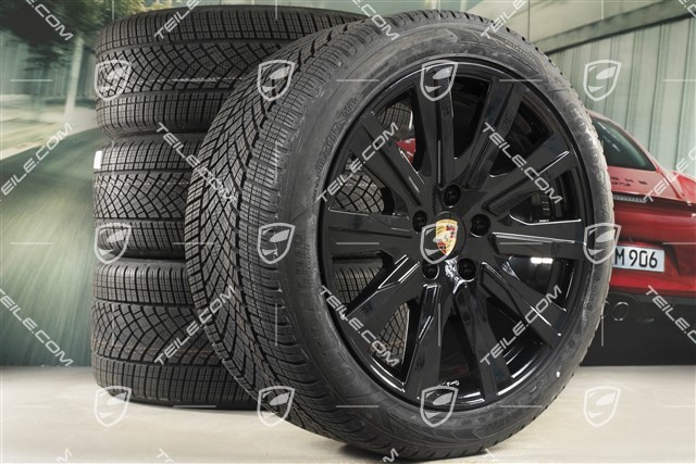 20" koła zimowe Taycan Tequipment Design, komplet, felgi 9J x 20 ET54 + 11J x 20 ET60 + NOWE opony zimowe Goodyear 245/45 R20 + 285/40 R20