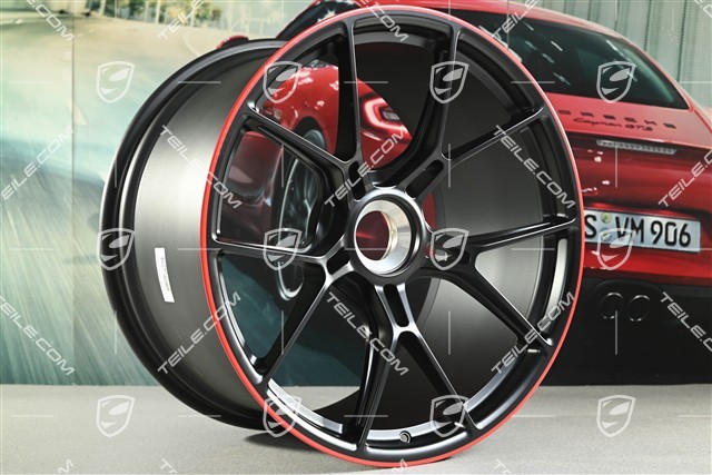 21" Felga GT3, 12J x 21 ET45, czarny satynowy półmat + czerwony rant