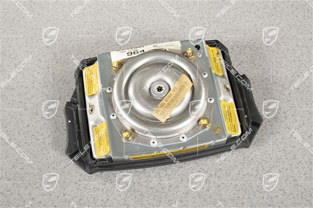 Airbag / Lenkrad, Leder, schwarz, kleine Gebrauchsspuren