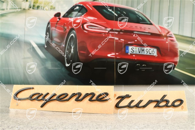 Coupe, Emblemat Cayenne Turbo, czarny mat