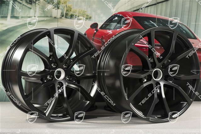 21" Komplet felg Cayenne Exclusive Design, 11J x 21 ET49 + 9,5J x 21 ET46, do Cayenne Coupé, czarny satynowy półmat