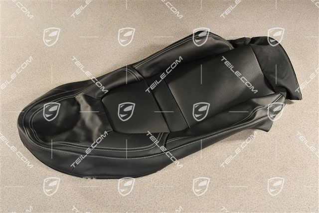 Front seat, Backrest cover, Leather Black with Chalk stitching, R