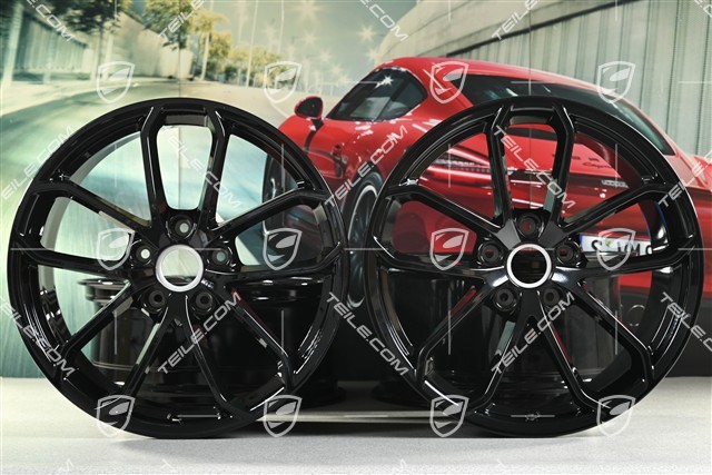 20" Komplet felg SPYDER, 8,5J x 20 ET57 + 10,5J x 20 ET47, czarny wysoki połysk