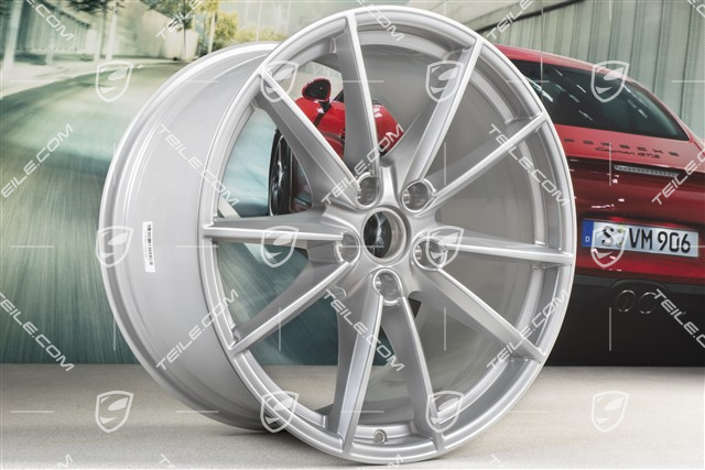 20+21" Komplet felg Carrera S, felgi: przednie 8,5J x 20 ET53 + tylne 11,5J x 21 ET67, srebrny brylantowy chrom