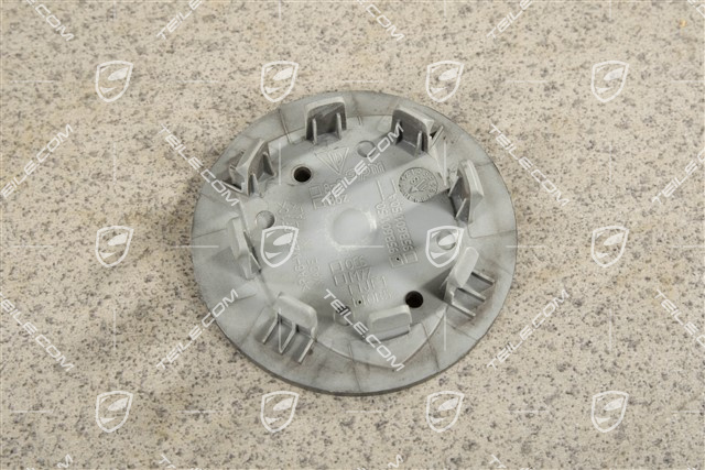 Radzierdeckel, konkav, mit Porsche Wappen in Schwarz, Platinum Seidenmatt