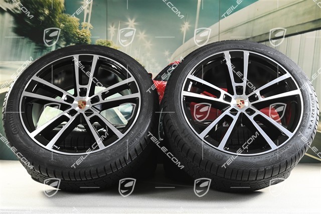 22" Koła zimowe, komplet, Sport Design, felgi 10J x 22 ET48 +11,5J x 22 ET52 + opony zimowe Continental 285/40 R22 + 315/35 R22, czarny wysoki połysk