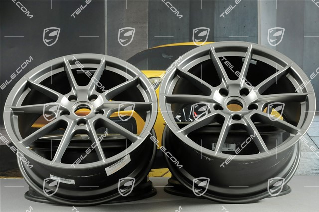 20" Boxster Spyder Felgen Satz, Felgen 8,5J x 20 ET57 + 10,5J x 20 ET47, Platinum Seidenmatt